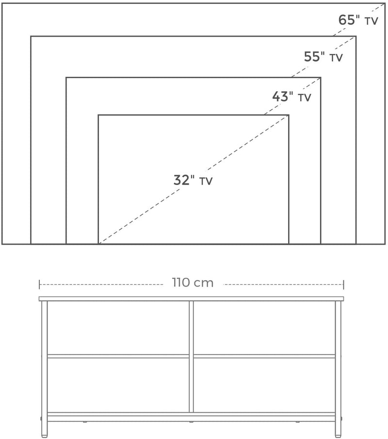 TV-kast, TV-tafel, TV-plank, lowboard met 4 planken, open vakken,, 110 x 40 x 50 cm,  donkerbruin LTV37BX